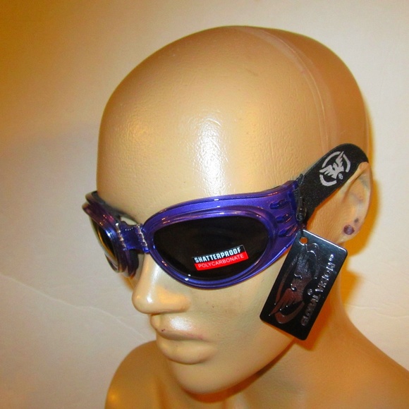 Women Purple Goggles Motorcycle Padded PPE - Picture 4 of 8